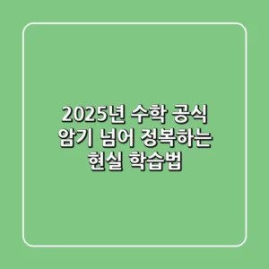 2025년 수학 공식, 암기 넘어 정복하는 현실 학습법