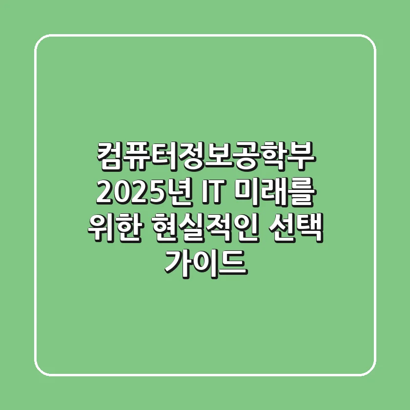 컴퓨터정보공학부, 2025년 IT 미래를 위한 현실적인 선택 가이드