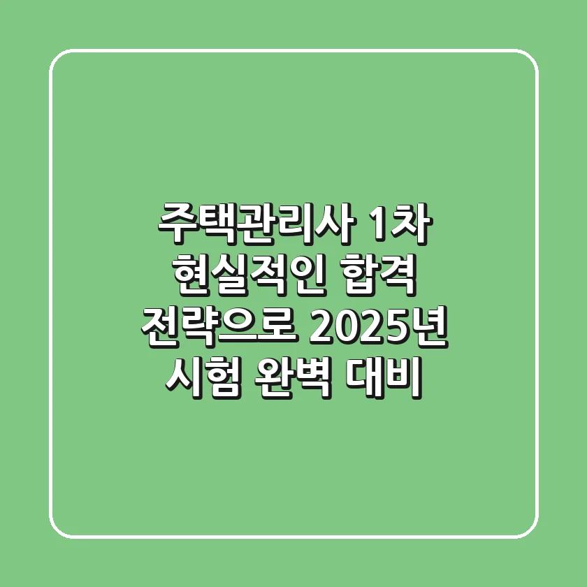 주택관리사 1차, 현실적인 합격 전략으로 2025년 시험 완벽 대비!