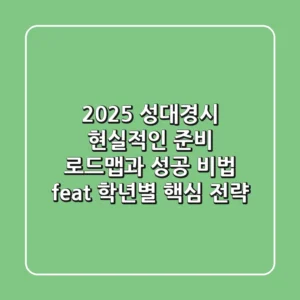 2025 성대경시, 현실적인 준비 로드맵과 성공 비법 (feat. 학년별 핵심 전략)