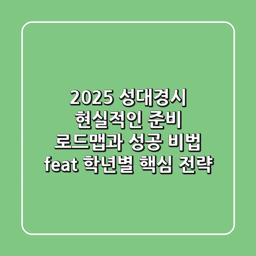 2025 성대경시, 현실적인 준비 로드맵과 성공 비법 (feat. 학년별 핵심 전략)