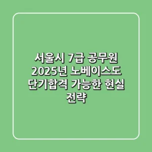 서울시 7급 공무원 2025년, 노베이스도 단기합격 가능한 현실 전략!