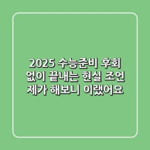 2025 수능준비, 후회 없이 끝내는 현실 조언 (제가 해보니 이랬어요!)