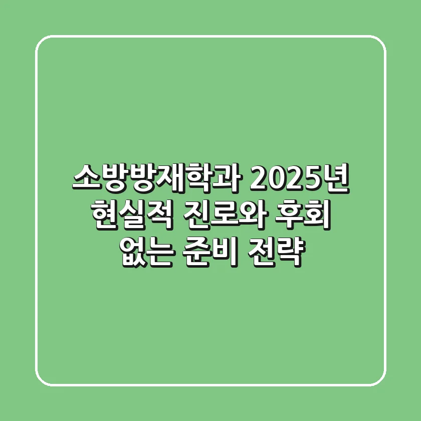소방방재학과, 2025년 현실적 진로와 후회 없는 준비 전략