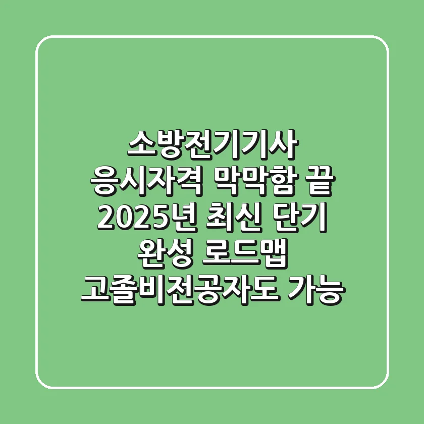 소방전기기사 응시자격, 막막함 끝! 2025년 최신 단기 완성 로드맵 (고졸/비전공자도 가능!)