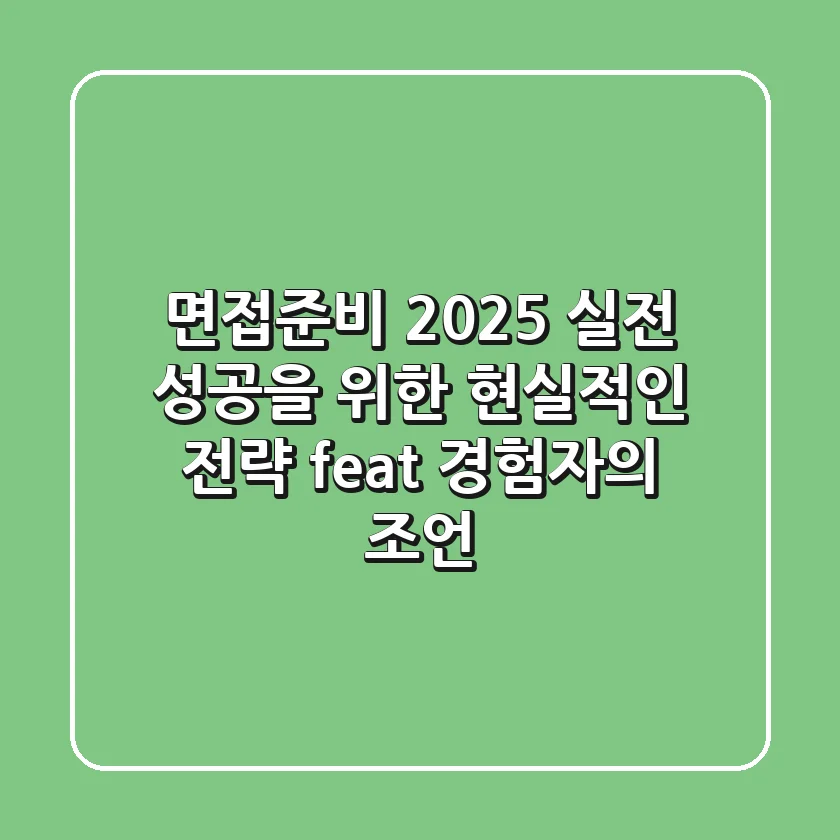 면접준비 2025, 실전 성공을 위한 현실적인 전략 (feat. 경험자의 조언)