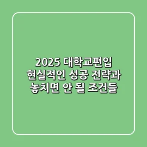 2025 대학교편입, 현실적인 성공 전략과 놓치면 안 될 조건들