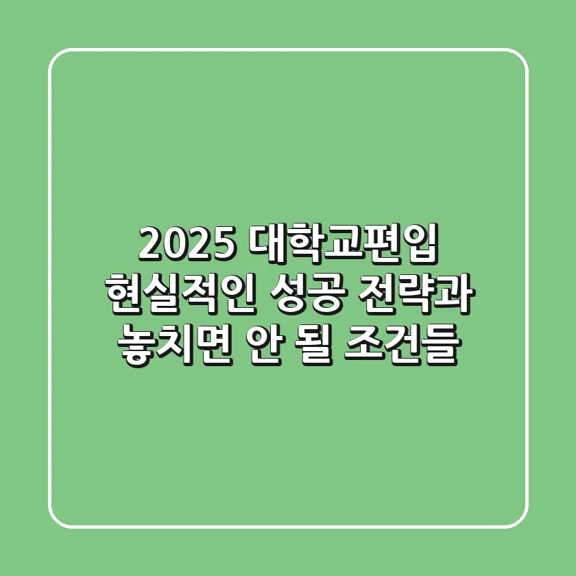2025 대학교편입, 현실적인 성공 전략과 놓치면 안 될 조건들
