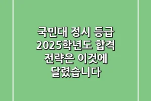 국민대 정시 등급, 2025학년도 합격 전략은 ‘이것’에 달렸습니다!